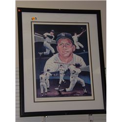 Mickey Mantle Autographed Poster.  25x31 Framed Poster also signed by artist.  Appraised or estimate