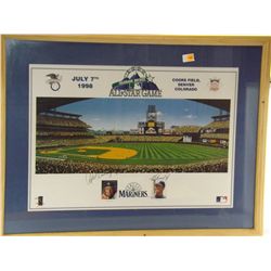 Rodriguez & Griffey JR Autographed All Star Print.  35x26 Framed July 7 1998 All Star Game.  Apprais