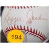 Image 1 : Reggie Jackson Autographed Baseball with 1964 Fleer Cased Card.  Rawlings Official ALB.  Appraised o