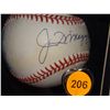 Image 2 : Joe DiMaggio Autographed Display.  14x31 Shadowbox display with Photo and Autographed Baseball.  App