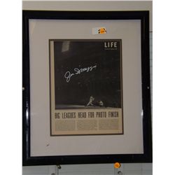 Joe Dimaggio Autographed Life Magazine.  18x21 framed Life Magazine Article--Sept 6, 1948.  Appraise