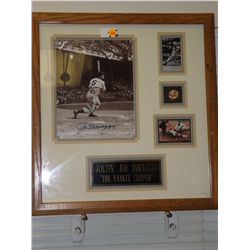 Joe Dimaggio Autographed Display.  19x20 Display including Photos & Yankees Pin.  Appraised or estim