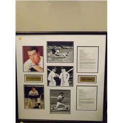 Mantle & Dimaggio Autographed Display.  35x35 Framed Display - 2 Photos autographed by Joe DiMaggio,
