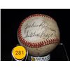 Image 1 : Robinson & Paige Autographed Baseball.  Unknown Baseball with Autographs of Jackie Robinson and Satc