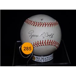 Ty Cobb Autographed Baseball.  Wilson "GO GO SOX" Official Legaue Ball.  Appraised or estimated reta