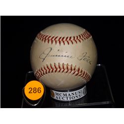 Jimmie Foxx Autographed Baseball.  Spalding Official NLB.   Appraised or estimated retail value $140