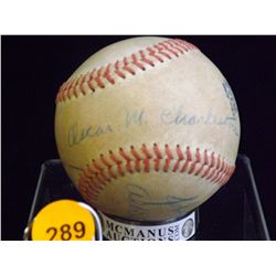 Oscar Charleston (1976 HoF), Ed Williams, John Tedford and Others Autographed Baseball.  Official AL