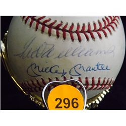 Williams, Mantle, Aaron & Mays Autographed Baseball.  Rawlings Official NLB autographed by Ted Willi
