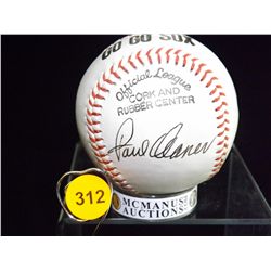 Paul Waner Autographed Baseball.  Wilson "GO GO SOX" Official League baseball.  Appraised or estimat