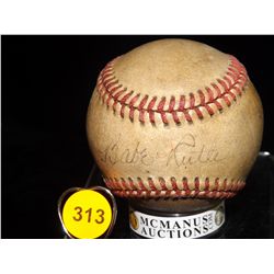 Babe Ruth Autographed (1941) Baseball.  Unknown Ball.  Appraised or estimated retail value $20000.