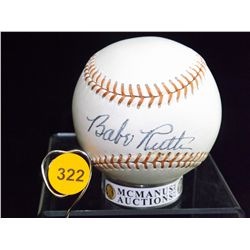 Babe Ruth Autographed Baseball. H. Cook Dpt. Goods Oficial League Baseball.  Appraised or estimated