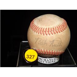 Ruth, Mack, Cobb & Young Autographed Baseball.  Official League baseball autographed by Babe Ruth, C
