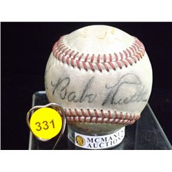 Ruth, Cobb, Gehrig, Young, Ott & Foxx Autographed HoF Baseball.  Official Reach ALB Autographed by B