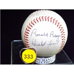 Spalding Offical National League Baseball Autographed by US Presidents Ronald Reagan, Gerald Ford, R