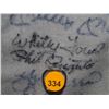 Image 8 : Pants Autographed by 60 HOF Players. Frame is 33x43, signatures include: Satchel Paige, Roger Maris,