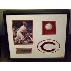 Pete Rose Shadowbox with Photo and Ball. Baseball Autographed by Pete Rose. Appraised or estimated r