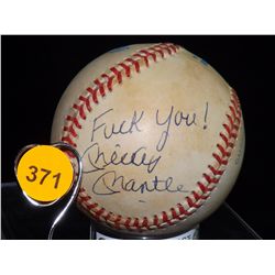 Mickey Mantle "F*** You!" Autographed Baseball. Rawlings Official American League Ball. Appraised or