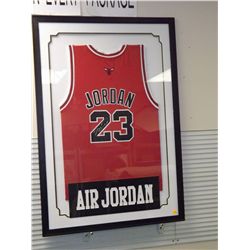 Michael Jordan Autographed Jersey. Framed Chicago Bulls #23 Basketball Jersey, Signed in the "2" in 