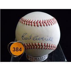 Earl Averill Autographed Baseball. Wilson A1010 Official Approved Major League Performance Specifica