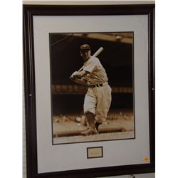 Lou Gehrig Die-Cut Autograph below 15x20 Photo of Lou Gehrig. Framed and Matted 25x31 Display (Has s