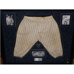 Babe Ruth Autographed Practice Pants. Framed Lowe and Campbell Athletic Goods Practice Pants Autogra