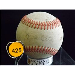 Mel Ott Autographed Baseball. Spalding Official National League Ball. Appraised or estimated retail