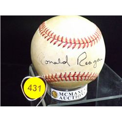 Ronald Reagan Autographed Baseball. Rawlings Official National League Ball. Appraised or estimated r