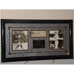 Ty Cobb Display with Plaque, Photos and Autographed Personal Check. Check is a Georgia Railroad Bank