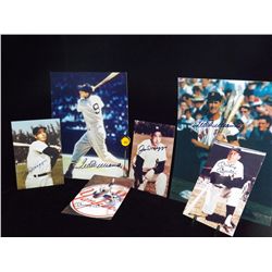 Mantle, Williams and DiMaggio Autographed Photo Lot. 2 4x6 Photos Signed by Mickey Mantle, 2 2x6 Pho