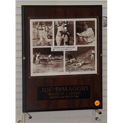 Joe DiMaggio Autographed Wood Wall Plaque. "Images of a Legend" Limited Edition of 1941,  #1037/1941