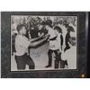 Image 1 : Muhammad Ali Autographed Photo. Framed 21x16 Black and White Photo of Muhammad Ali and The Beatles (