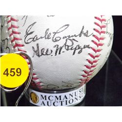 1932 Yankees Autographed Baseball. J. deBeer and Son Double Header Ball Signed by: Ed Wells, Joe Sew