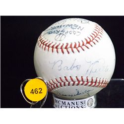 1939 Hall of Fame Induction Ball. J. deBeer and Son Double Header Ball Autographed by: Connie Mack,