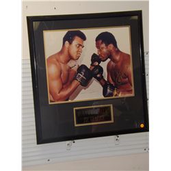 Muhammad Ali and Joe Frasier Autographed Photo. Framed and Matted 20x17 Color Photo. Appraised or es