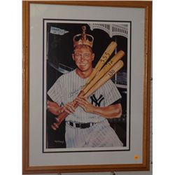 Mickey Mantle Autographed Print. Framed and Matted 17x26 Lithograph. Appraised or estimated retail v