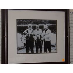 Mantle, Martin and Ford Autgraphed Photo "Fishing". Framed and Matted 11x14 Black and White Photo Si