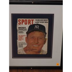Mickey Mantle Autographed Magazine Cover. Framed, Matted ansd Mounted Sport Magazine, May 1967 Issue
