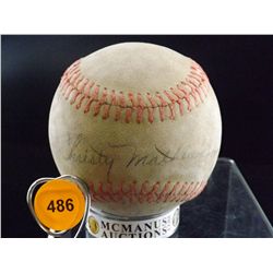 Christy Mathewson Autographed Baseball. Unlabeled, Red-Stitched Ball. Appraised or estimated retail