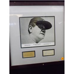 Framed and Matted Display With Babe Ruth Photo "The Pride of the Yankees", and  Babe Ruth and Lou Ge