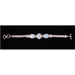 Sterling Silver 925 & 3 Opal Gemstones Bracelet