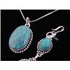 Image 2 : Turquoise 2 Pc Sterling Bracelet & Pendant Necklace Set