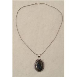 Labradorite Sterling Oval Pendant Necklace