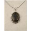 Image 2 : Labradorite Sterling Oval Pendant Necklace