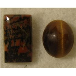 2 Tigers Eye Gemstones Oval, Rectangle