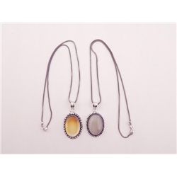 2 Sterling Pendants Citrine, Hematite Necklaces