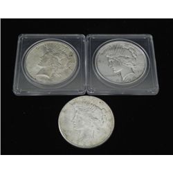 3 Nice High Grade Dif Date Silver Peace Dollars 1922-24