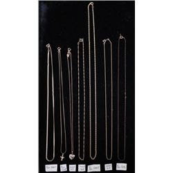 7 Gold & Gold Filled Necklaces, Vintage w/ Pendants