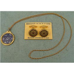24 KT Gold Cufflinks Judaica Necklace Pendant