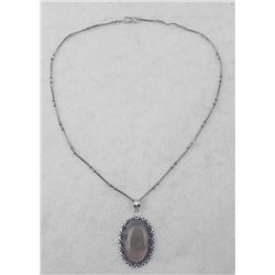 Smokey Quartz Sterling Oval Pendant Necklace