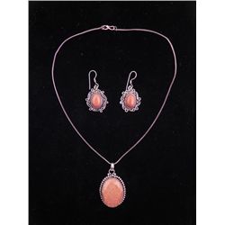 Red Sunstone 3 Sterling Earrings, Pendant Necklace Set